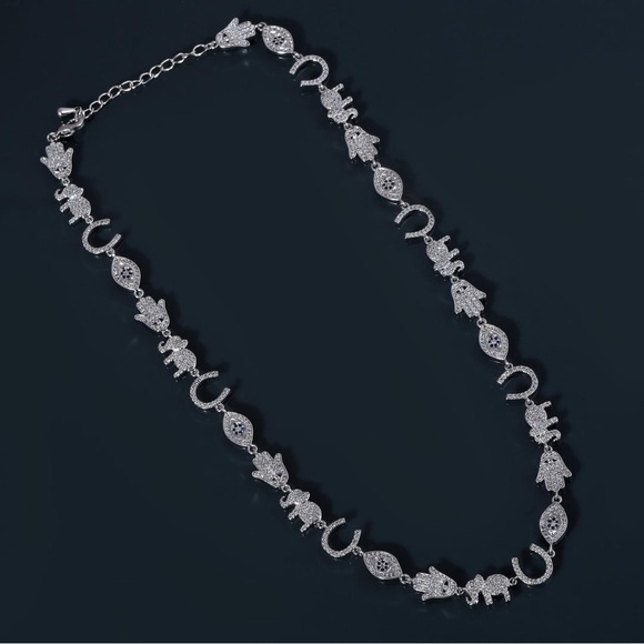 Silver Multi Charm Eye Necklace NWOT - Picture 1 of 5